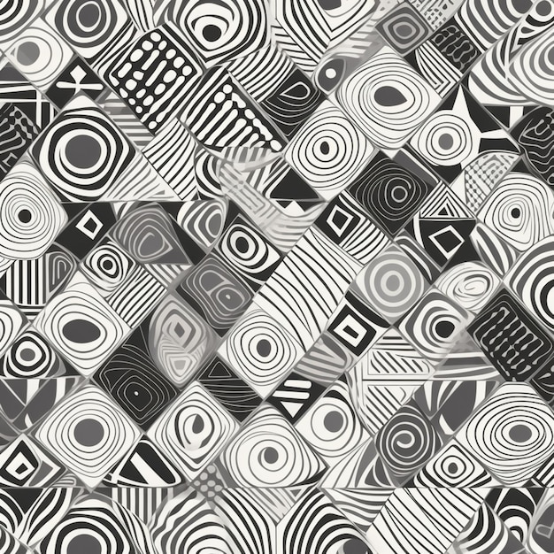 A black and white abstract background with a pattern of squares.