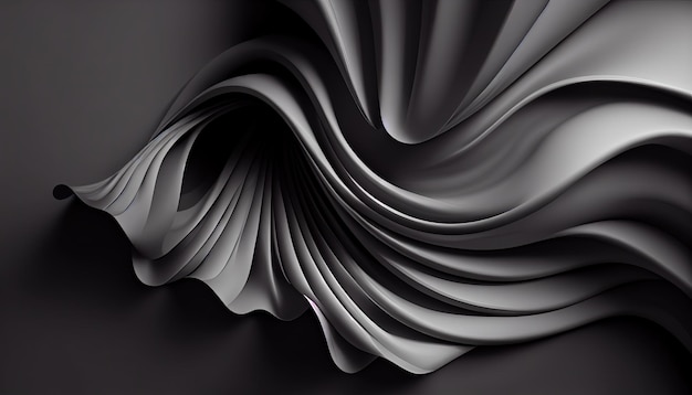 A black and white abstract background with wavy lines generative AI