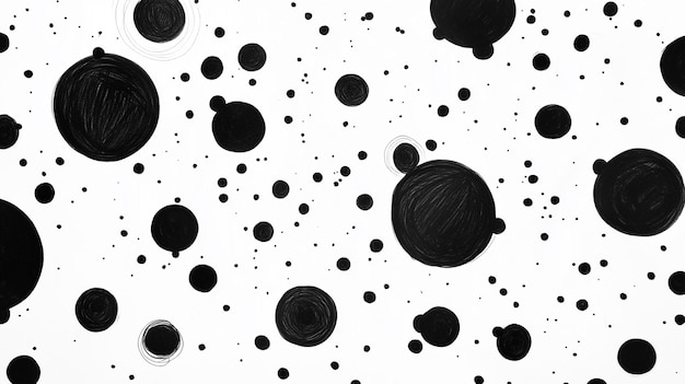 black and white abstract circles on a white background