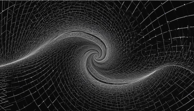 Photo a black and white abstract fractal background with a spiral design