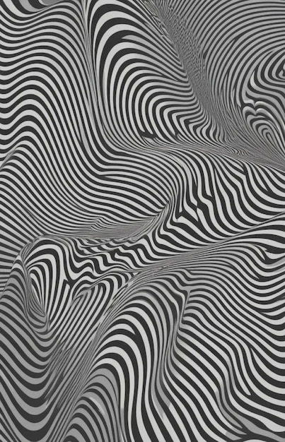 Photo a black and white abstract image of a black and white striped surface with a pattern of lines