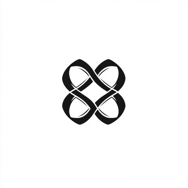 Photo black and white abstract logo of four interlocked loops