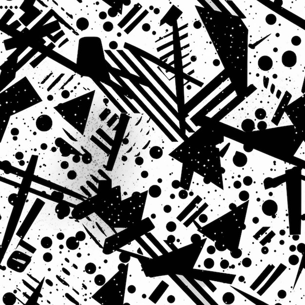 A black and white abstract pattern with geometric shapes generative ai