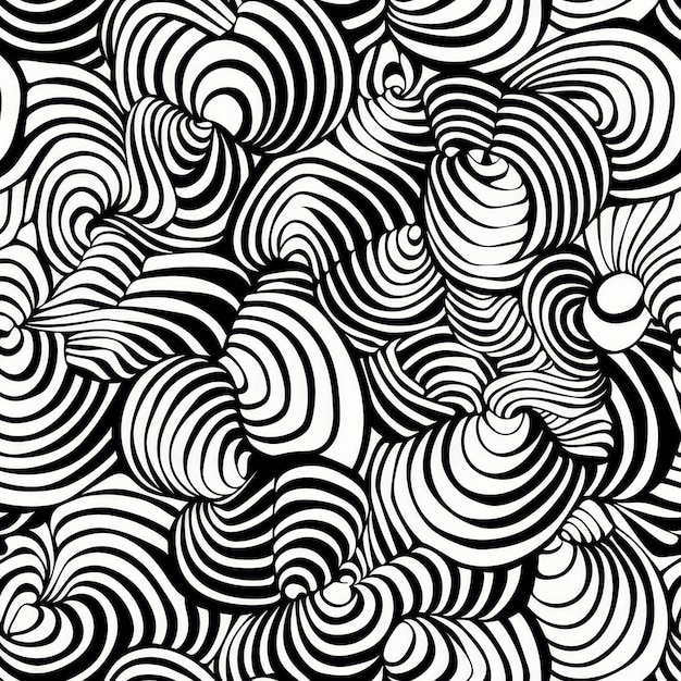 Black and white abstract seamless pattern with optical illusion Vector illustration