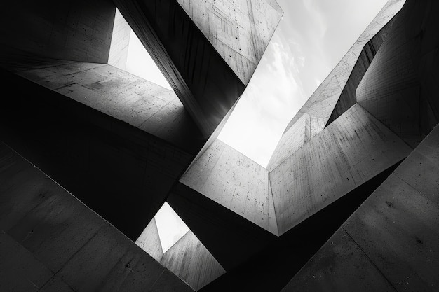 Photo black and white architecture featuring sharp angles and jagged lines jagged lines and sharp angles intersecting