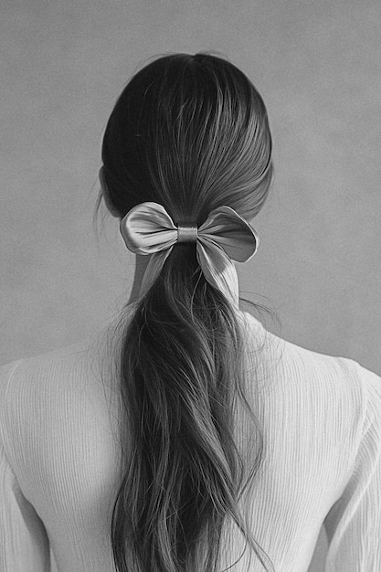 Photo black and white attractive hair model with her hair in an elegant low ponytail fashion photography