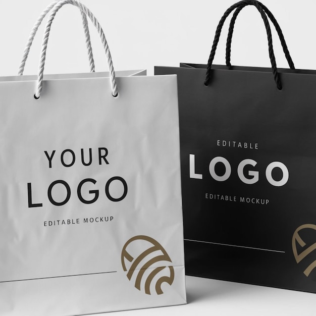 a black and white bag with the words your logo on it