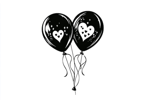 Black and White Balloons with Hearts