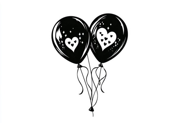 Photo black and white balloons with hearts