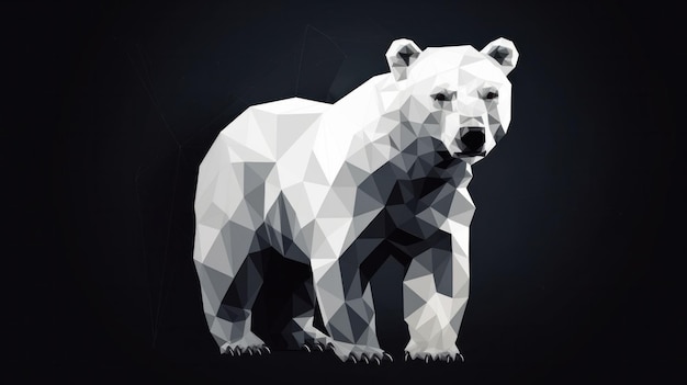 Black and white bear in polygonal style AI generated