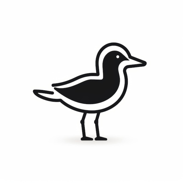 Black And White Bird Icon Playful Illustration Inspired By Marine Biology