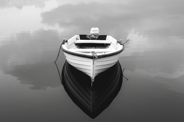 Photo black and white boat on water