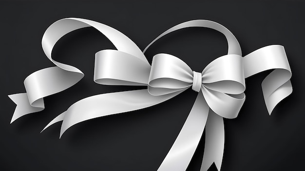 Photo a black and white bow with a silver ribbon around it