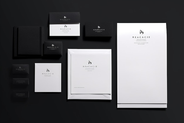 Photo a black and white business card with a white paper on it