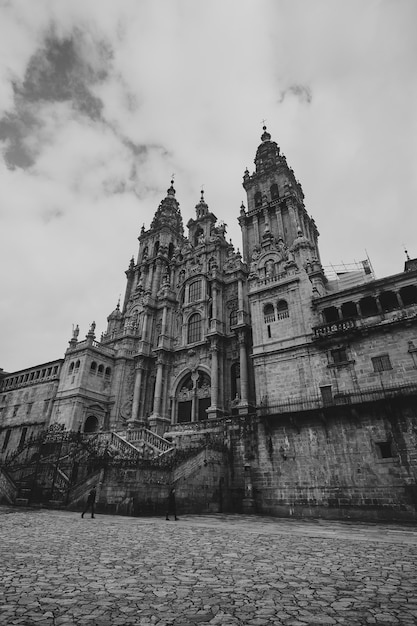 Black and white cahtedral and clouds