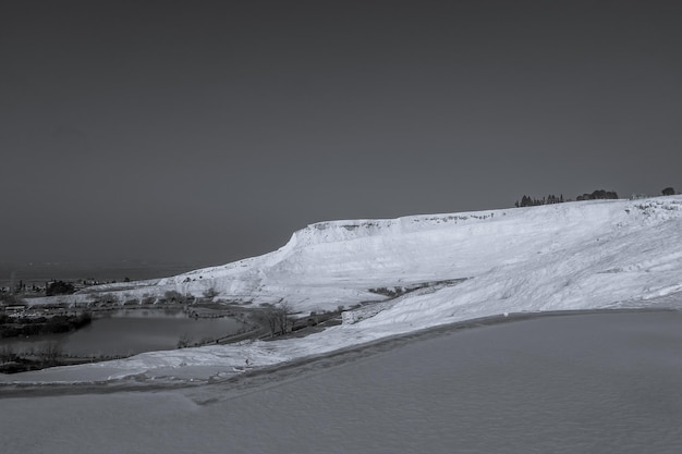 The black and white calcium travertines at Pamukkale