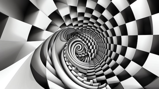 Black and white checkered spiral