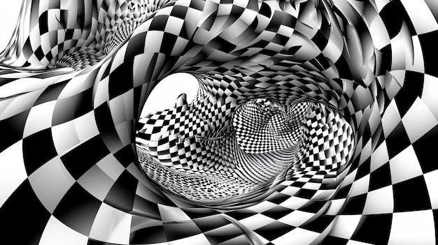 Black and white checkered tunnel Checkered surrealism