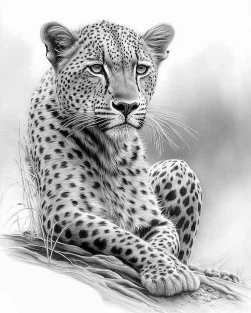 Black and white cheetah In the style of Art Frahm generative AI