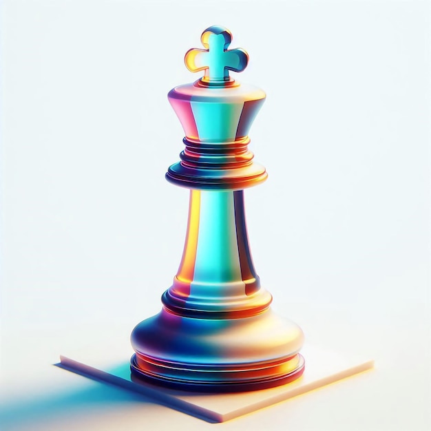 a black and white chess piece with a rainbow colored cross on it