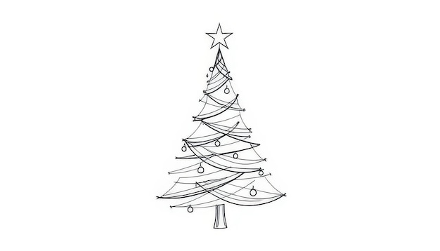 Photo a black and white christmas tree with a star on top