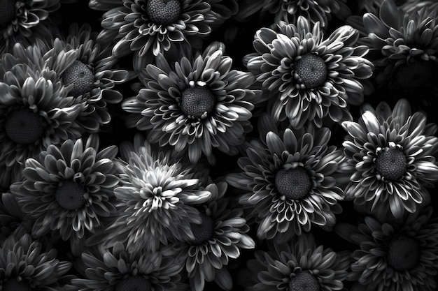 Black and white chrysanthemum background Closeup