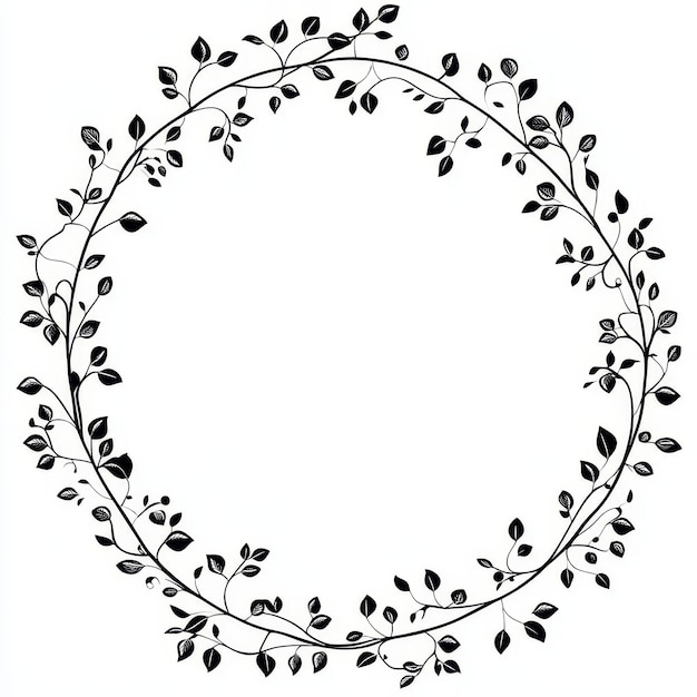 Photo a black and white circle with a floral design