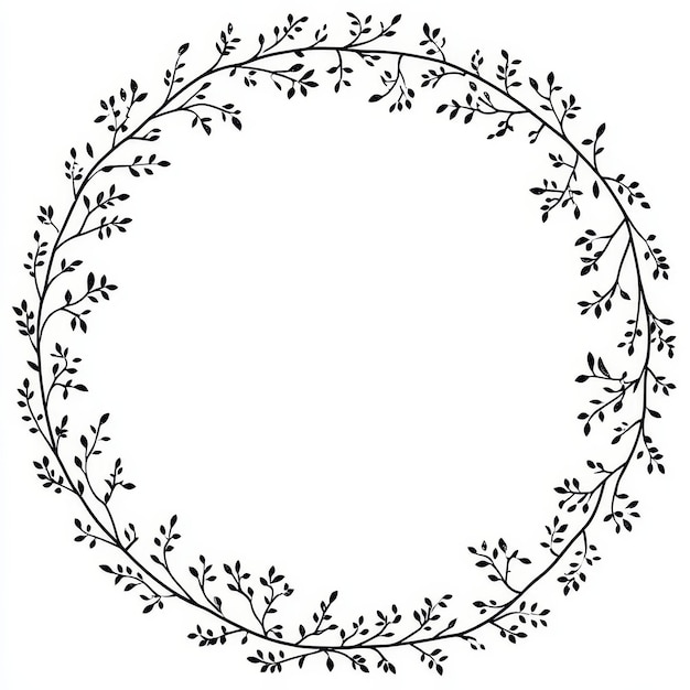 Photo a black and white circle with a floral design