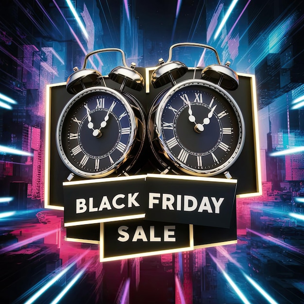 a black and white clock with the words black friday sale on it