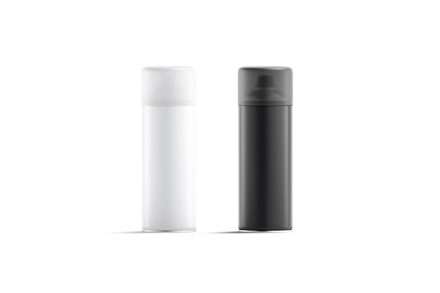 Black white closed spray can mockup. Poison or deodorant sprayer tube mock up. Deodorizer container.