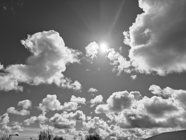 Black and white clouds in the sky background