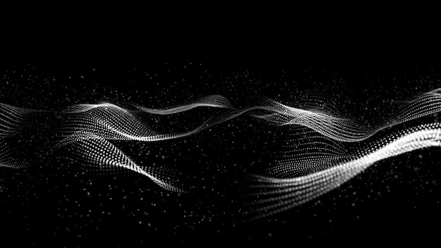 Black and white Color Digital Particles Wave Flow