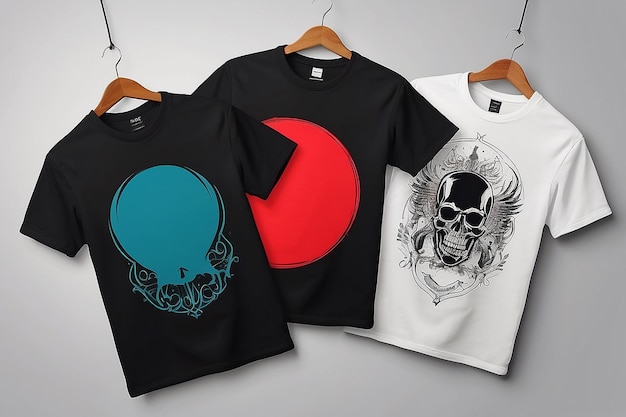 Black and white and color mens tshirts Design templatemockup