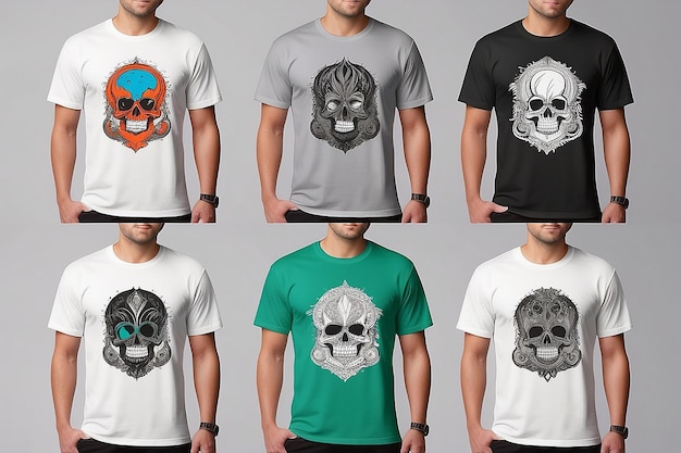 Black and white and color mens tshirts Design templatemockup