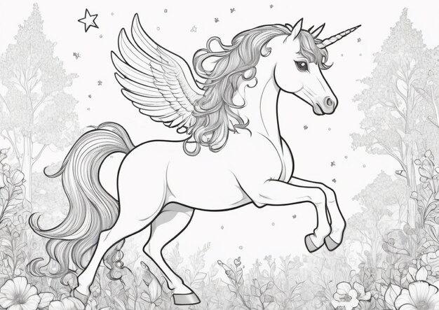 Photo black and white coloring book fantasy character