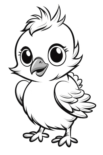 black and white coloring book for kids cute baby bird