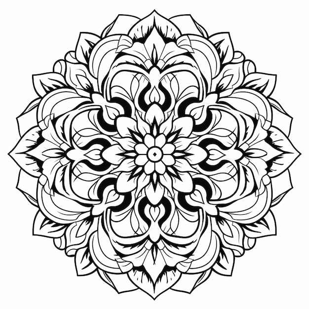 Black and White Coloring Mandala Template