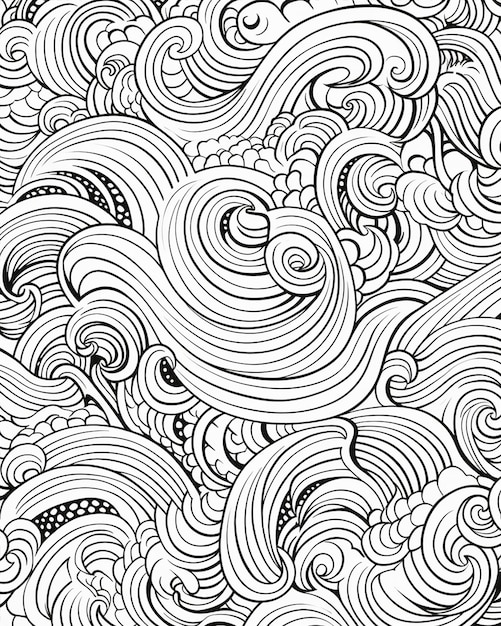 Black and White Coloring Page with Swirls