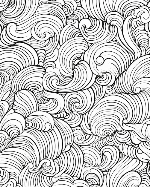 Black and White Coloring Page with Swirls