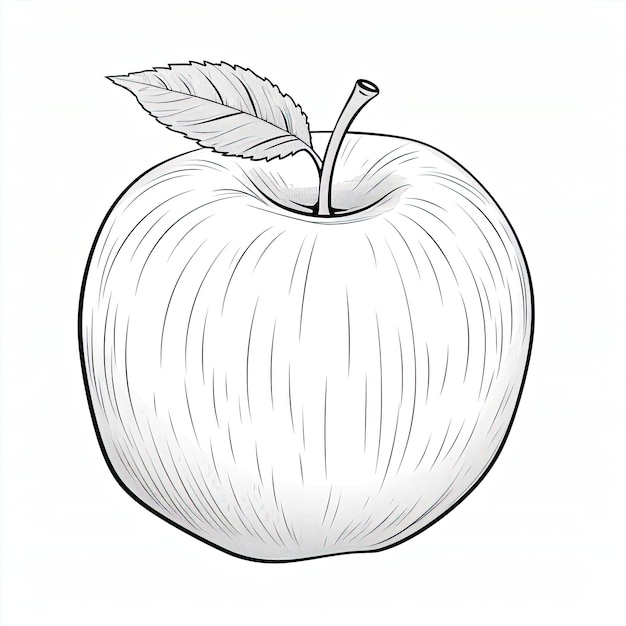 Photo black and white coloring picture of a apple fresh