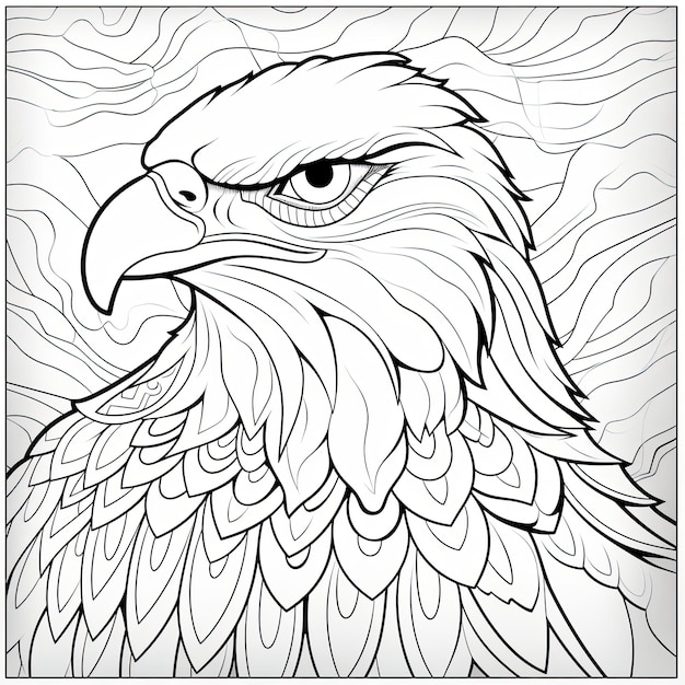 Black and white coloring picture of a eagle