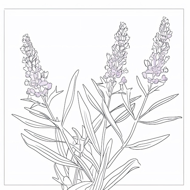 Black and white coloring picture of a lavender