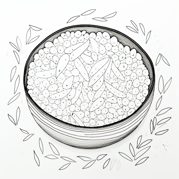 Photo black and white coloring picture of a rice