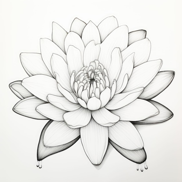 Photo black and white coloring picture of a water lily