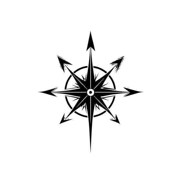 Photo black and white compass with eight directions and arrows