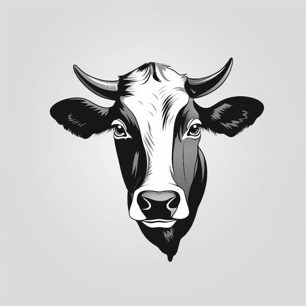 Black And White Cow Icon On White Background