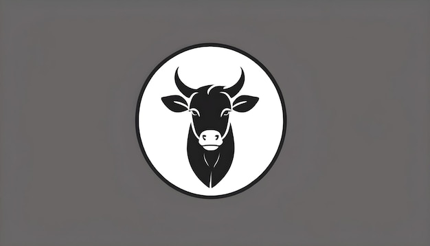 a black and white cow with a white face and a black background