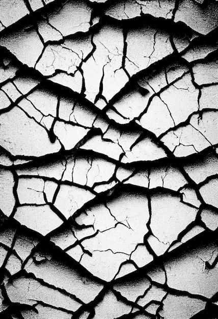 Black and white cracked surface abstract background