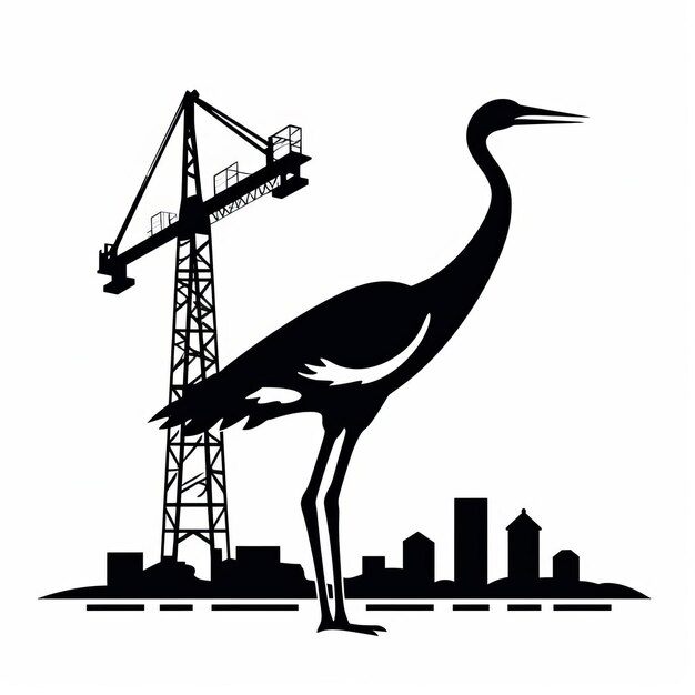 Photo black and white crane vector graphics for sale