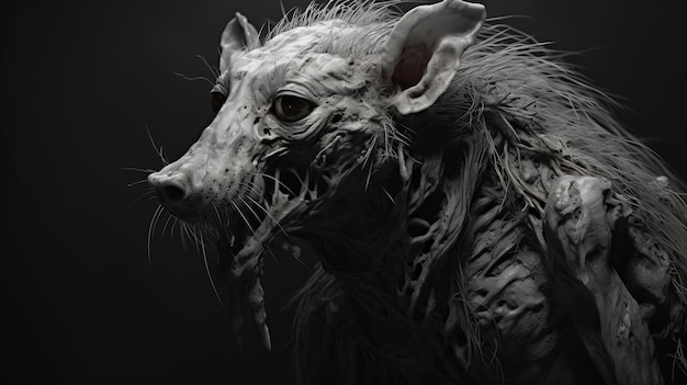 Black And White Creature With A Unique Zbrush Style Head